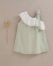 Vestito monospalla verde pastello